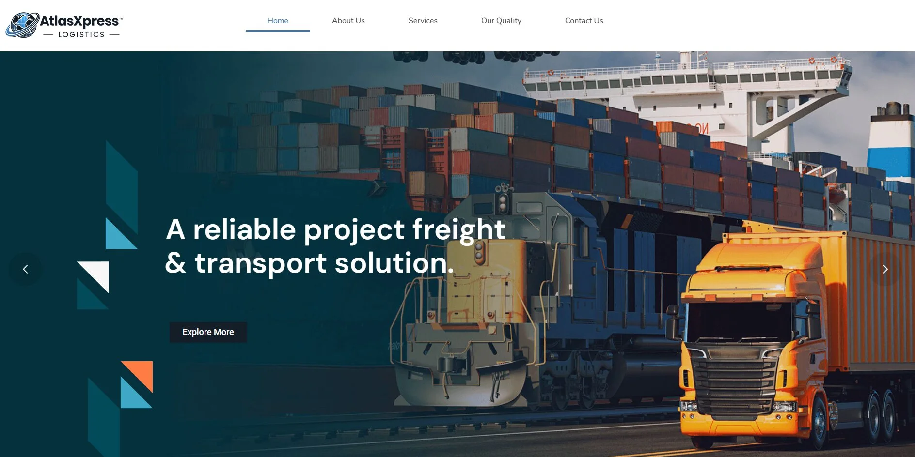 AtlasXpress Logistics website screenshot