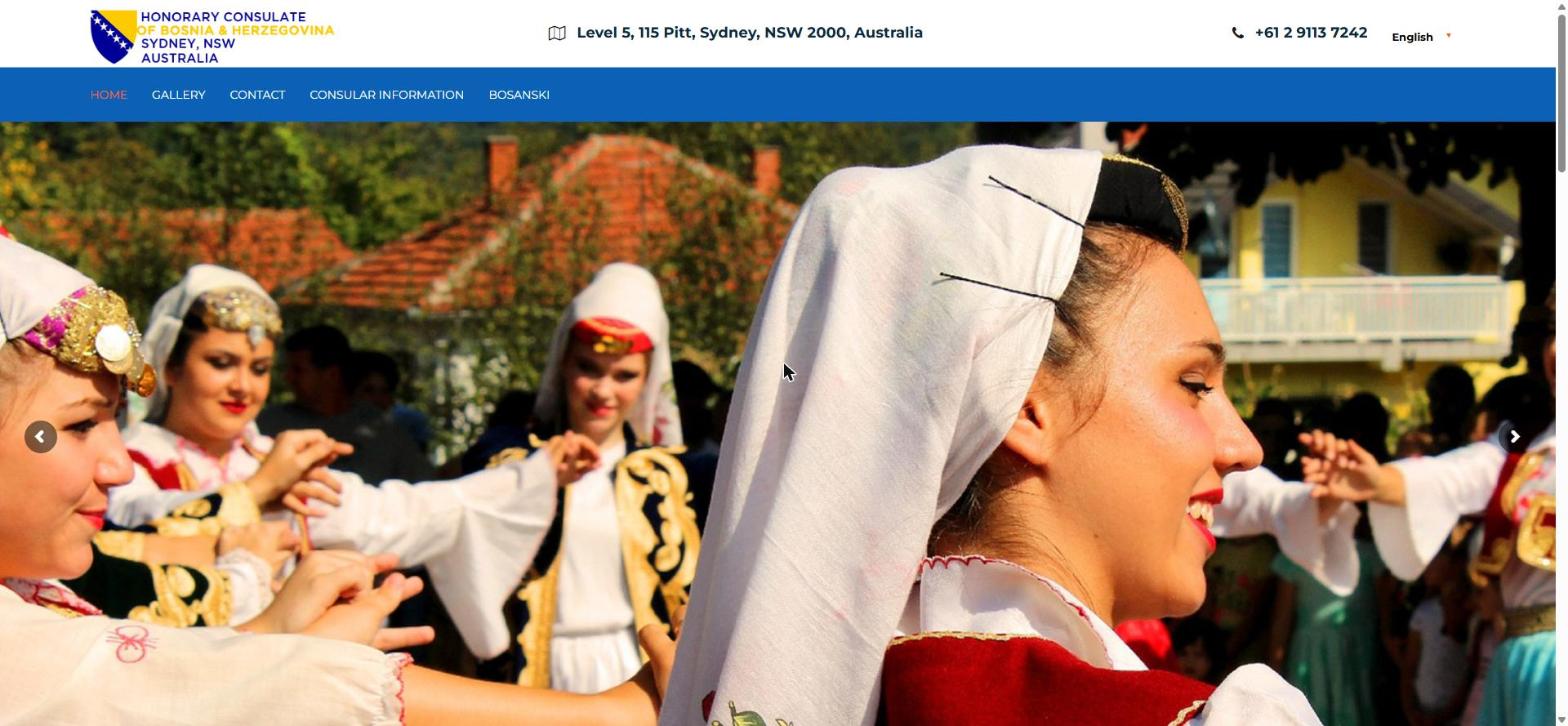 BIH Consulate Sydney website screenshot