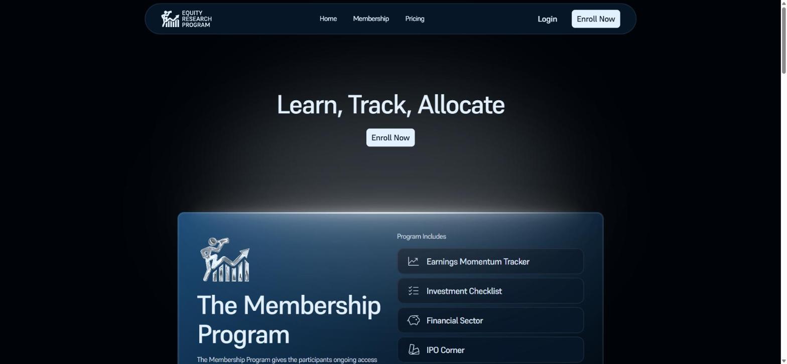 Equity Research Program website screenshot