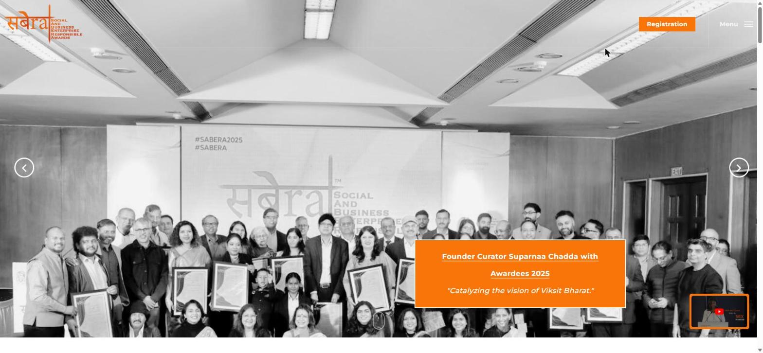 SABERA Awards website screenshot
